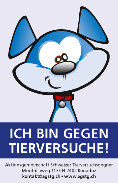 AG STG - Aufkleber gegen Tierversuche - Hund comic