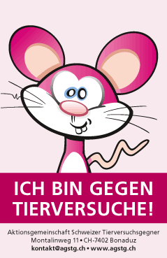 AG STG - Aufkleber gegen Tierversuche - Maus comic